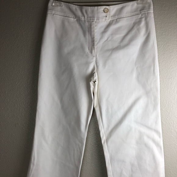 Ann Taylor White Cotton Flare Trousers 6 - Picture 3 of 8